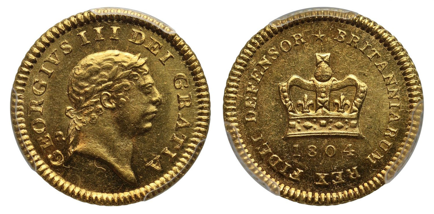 George III 1804 Third-Guinea of Seven Shillings, 3rd type, 2nd bust MS62