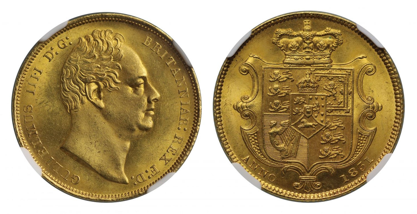 William IV 1831 Sovereign,WW no stops MS65