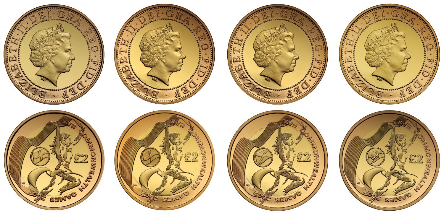 Elizabeth II 2002 Commonwealth Games proof gold Two Pounds four coin S