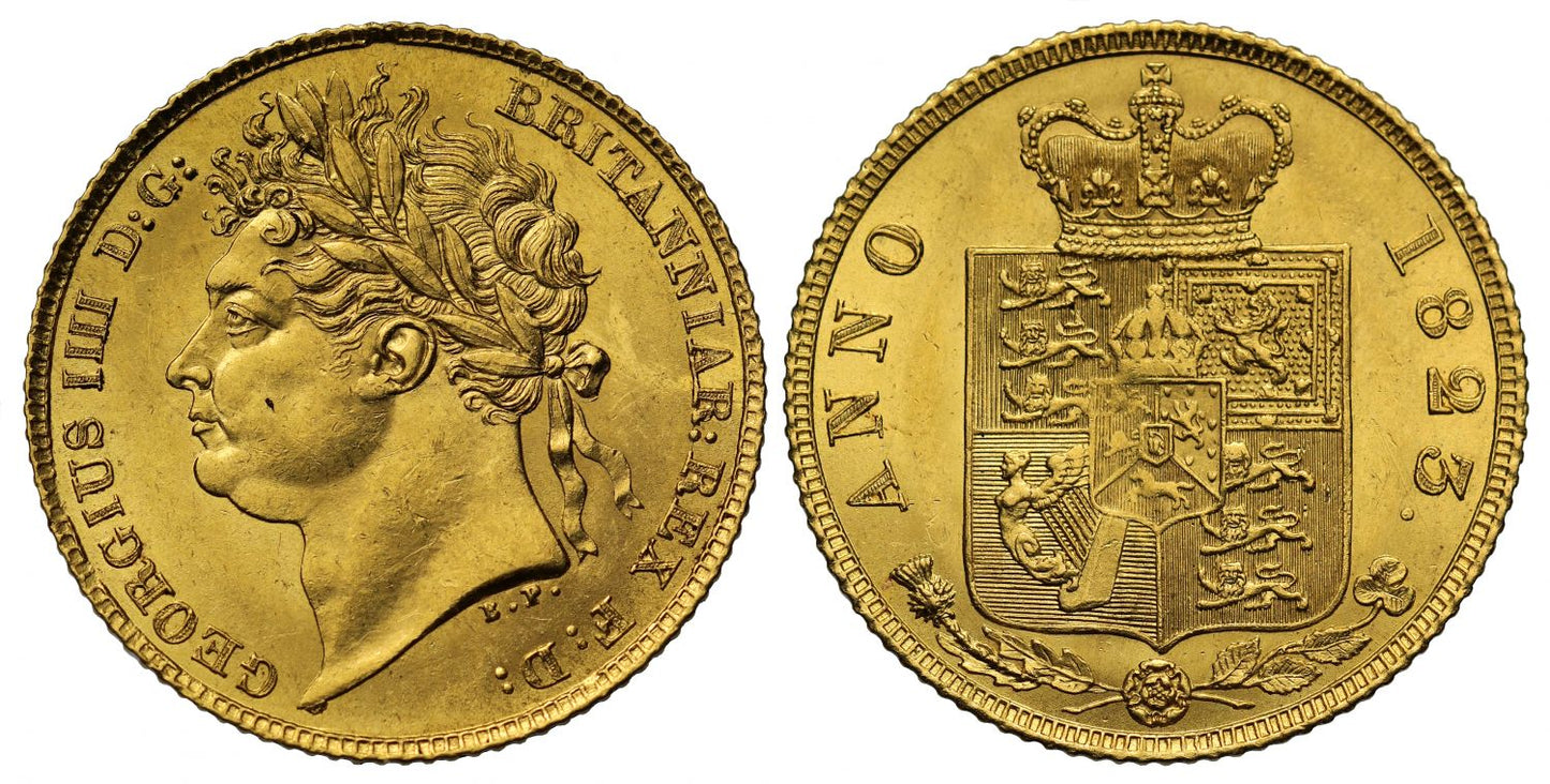George IV 1823 Half-Sovereign, first head, second reverse, rare date