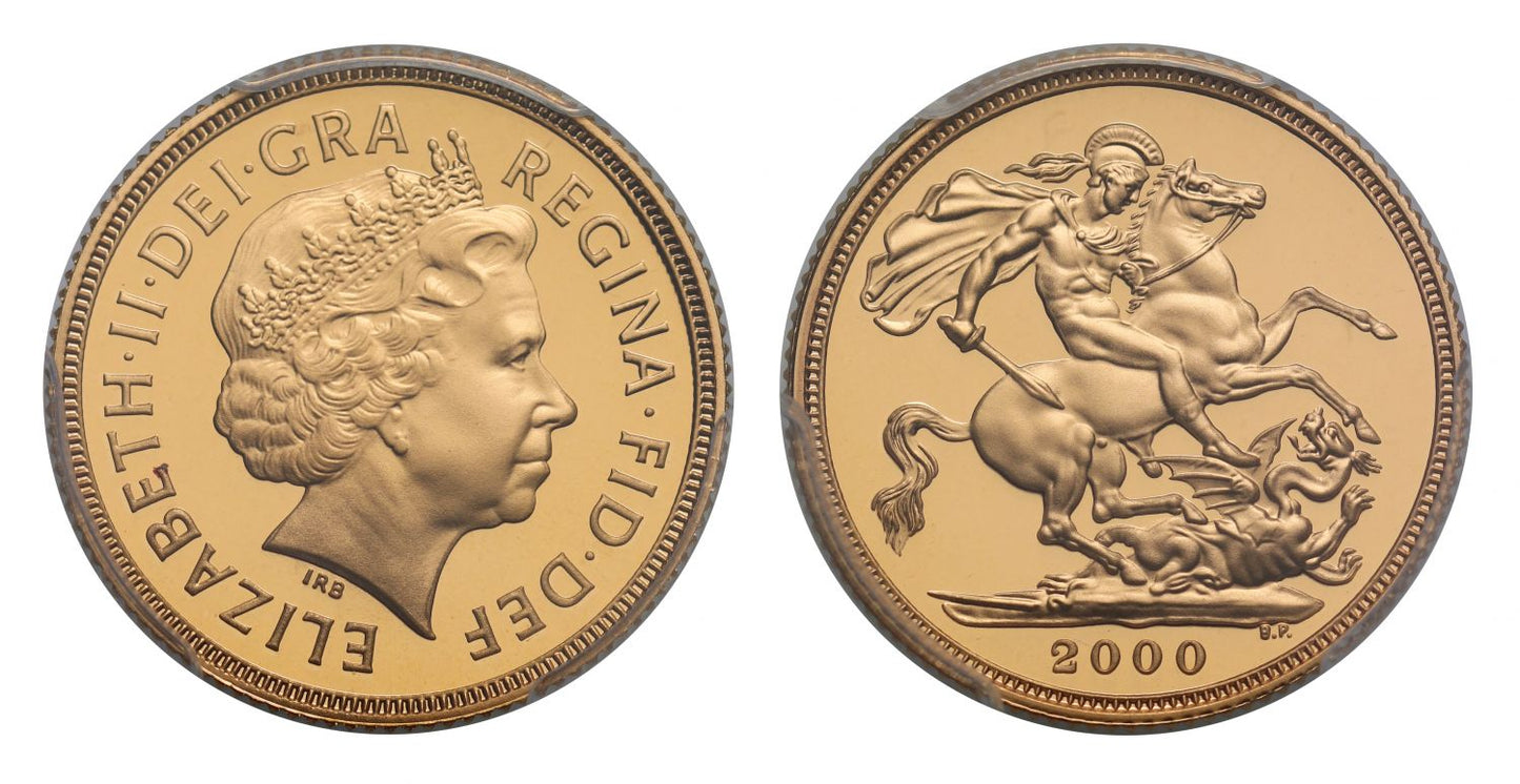 Elizabeth II 2000 proof Sovereign PR70 DCAM