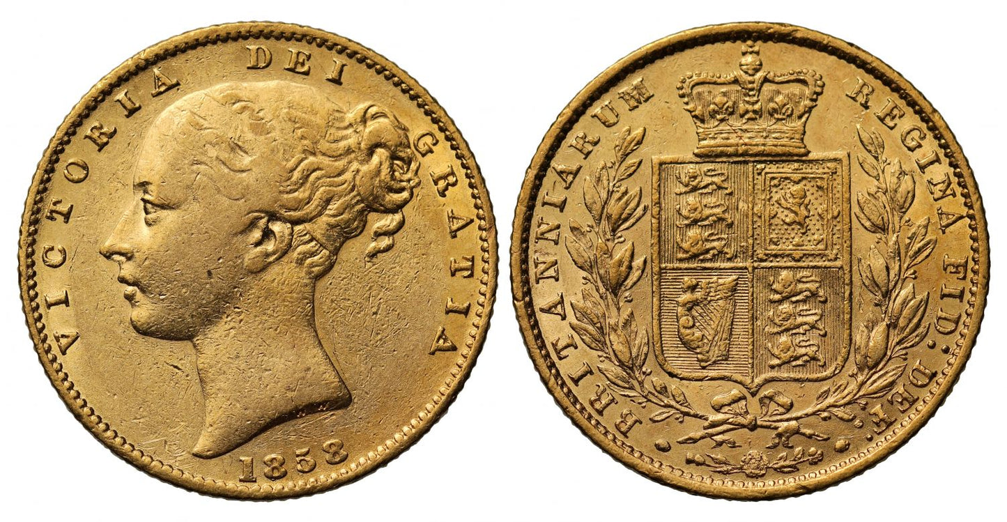 Victoria 1858 Sovereign, low calendar year mintage