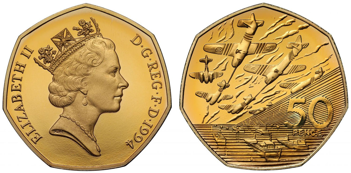 Elizabeth II 1994 gold proof Fifty-Pence D-Day 50th Anniversary