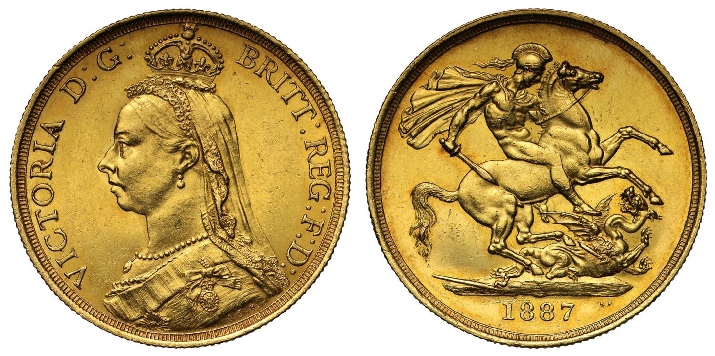 Victoria 1887 Two-Pounds, Golden Jubilee, Dyer dies 2b/2 variety