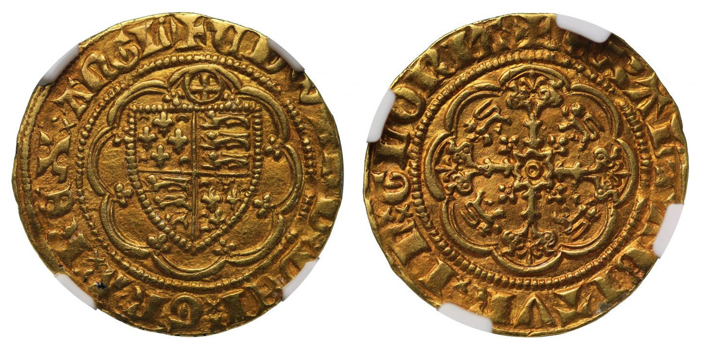 Edward III gold Quarter-Noble Calais mint AU55