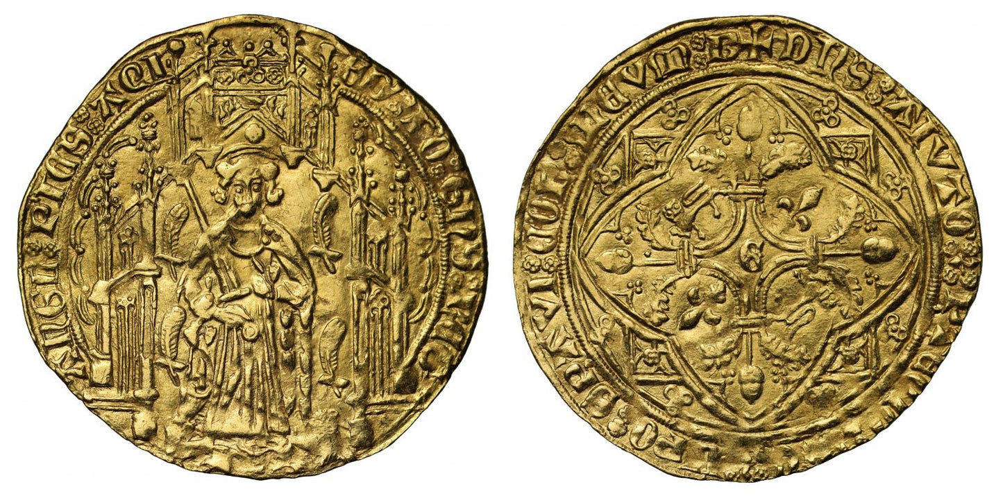 Anglo Gallic, Edward the Black Prince Pavillon d'Or, lion in first quarter