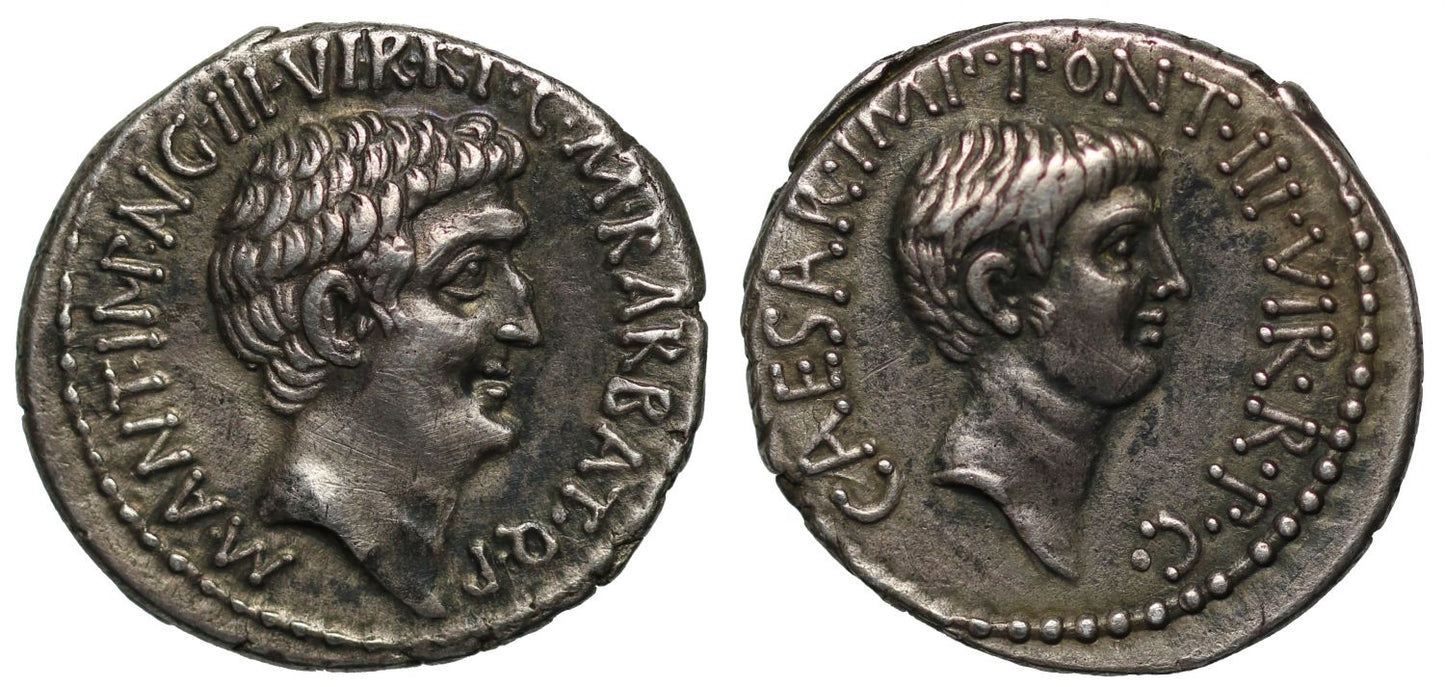 Mark Antony & Octavian, Silver Denarius