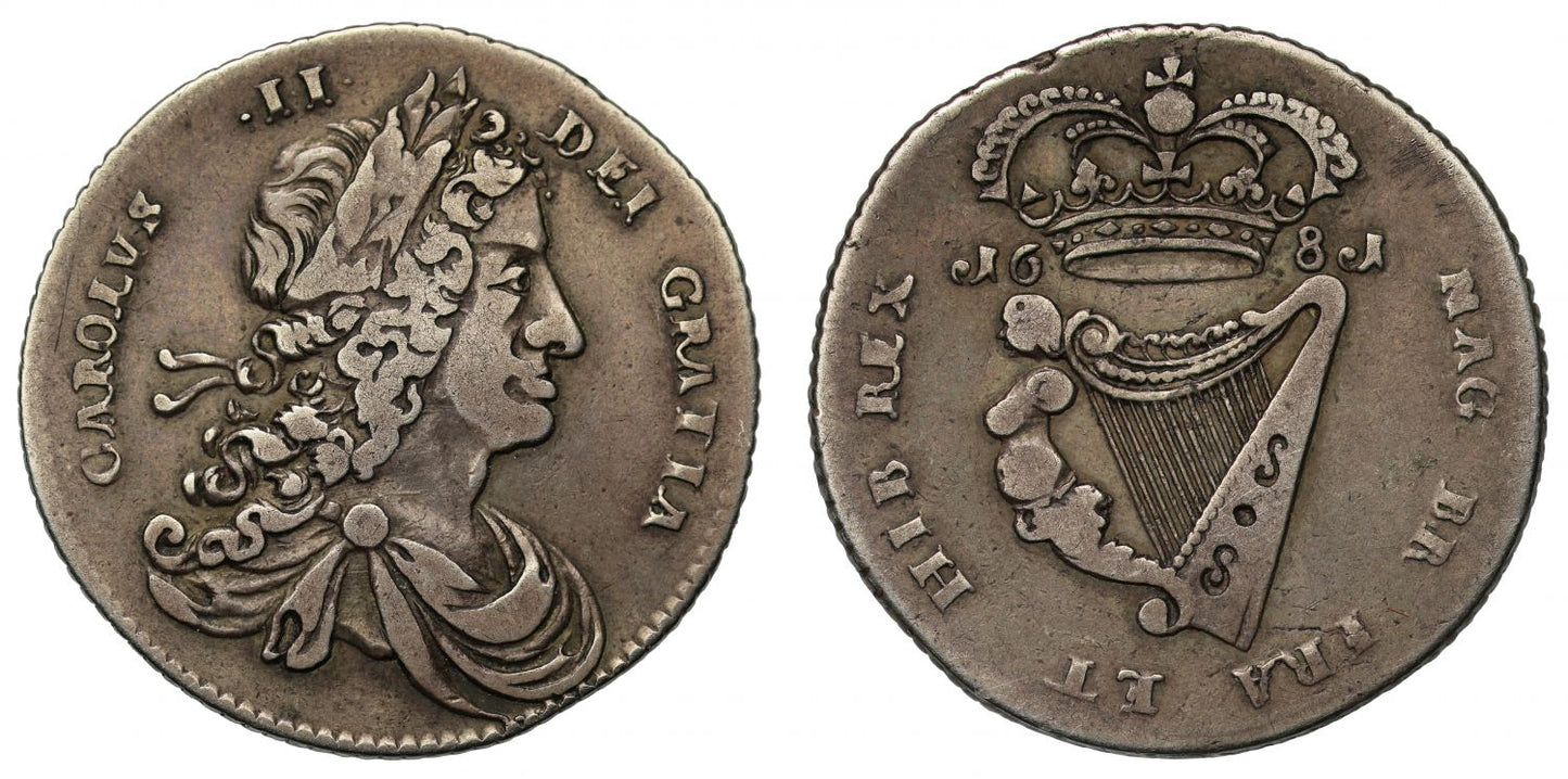 Ireland, Charles II 1681 proof silver Halfpenny