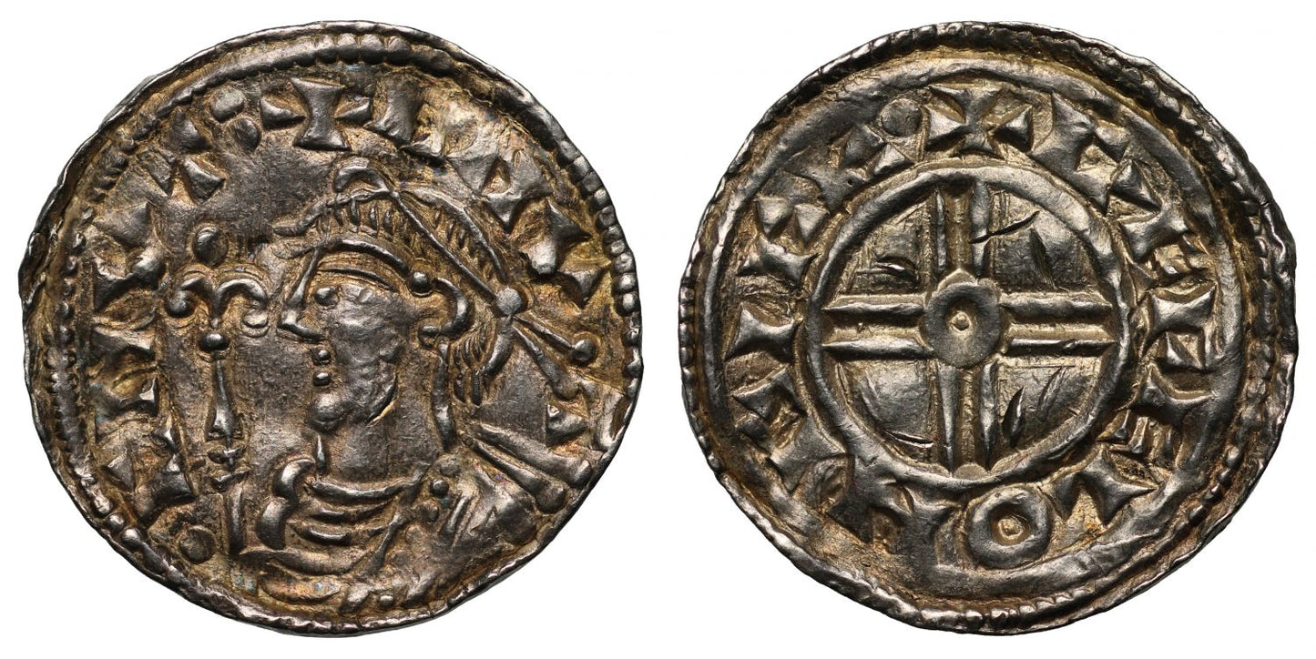 Canute Short cross Penny, Ilchester, Caefel, double King name reading