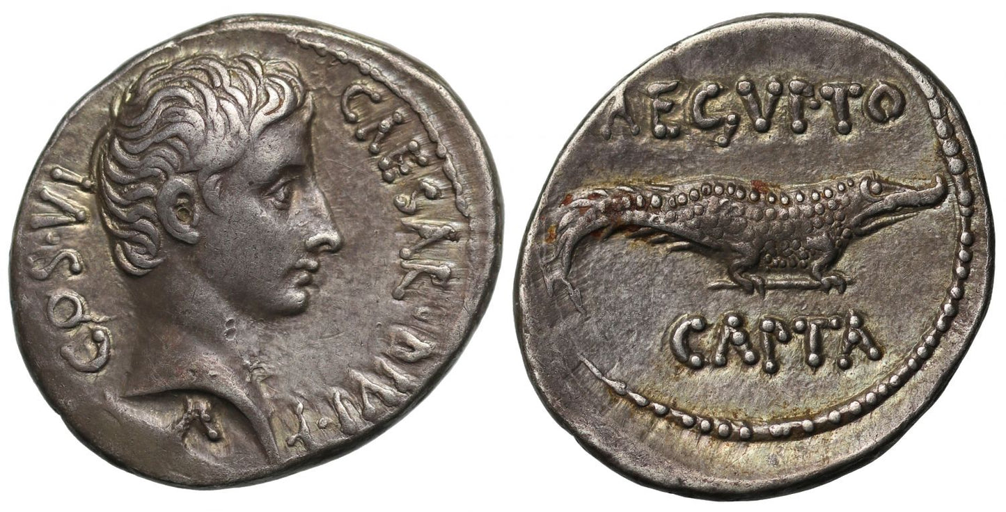 Octavian, Silver Denarius, AEGVPTO CAPTA
