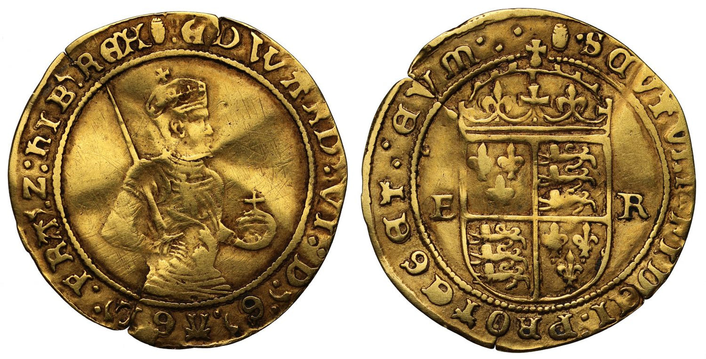 Edward VI gold Crown, mm tun, 3rd period, Tower Mint