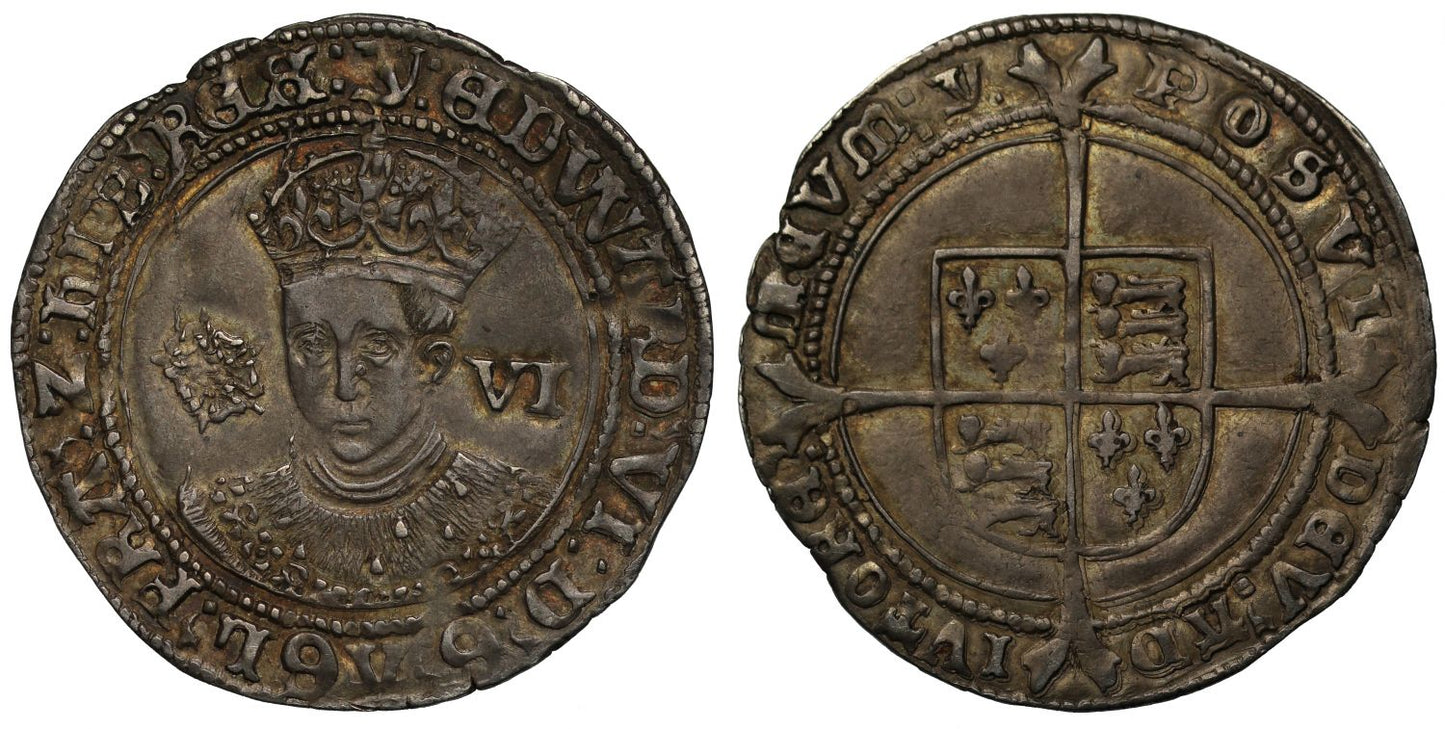 Edward VI fine silver Sixpence, large letter obverse, small letter reverse