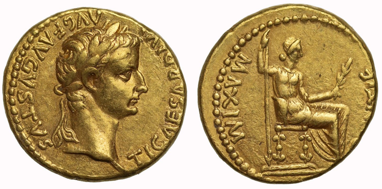 Tiberius, Gold Aureus, Lugdunum, AU* 4/5, 4/5