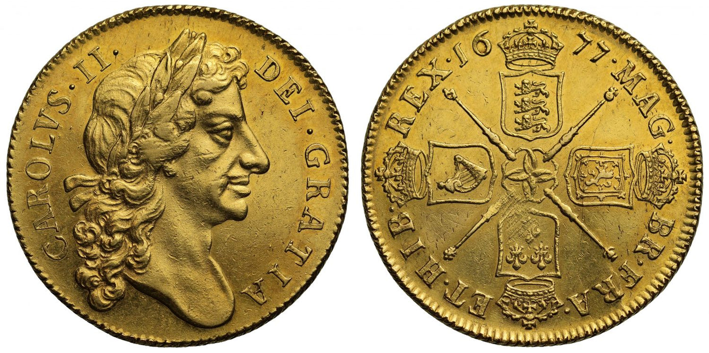 Charles II 1677 Two-Guineas, second bust