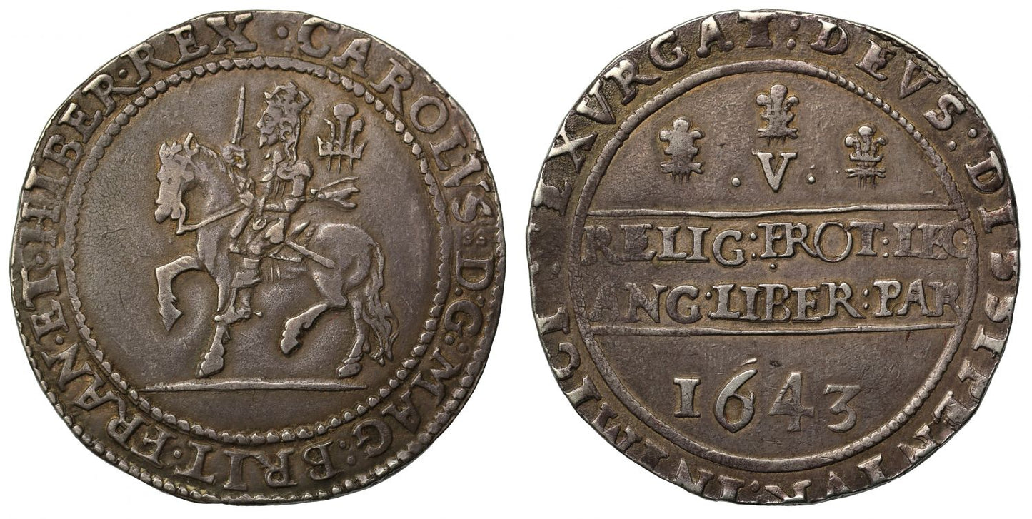 Charles I 1643 Crown, Oxford, Shrewsbury obverse, 1643, ex Boismaison