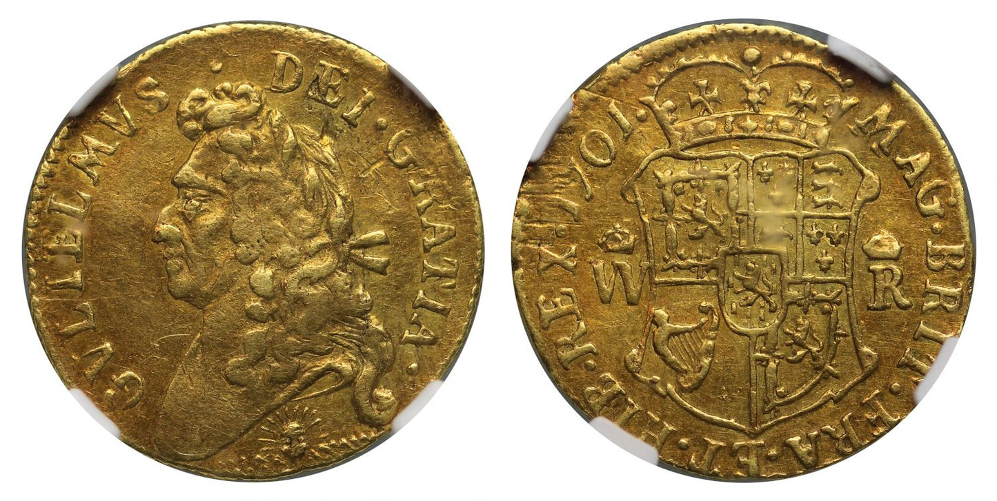 Scotland, William III 1701 gold Half-Pistole XF45