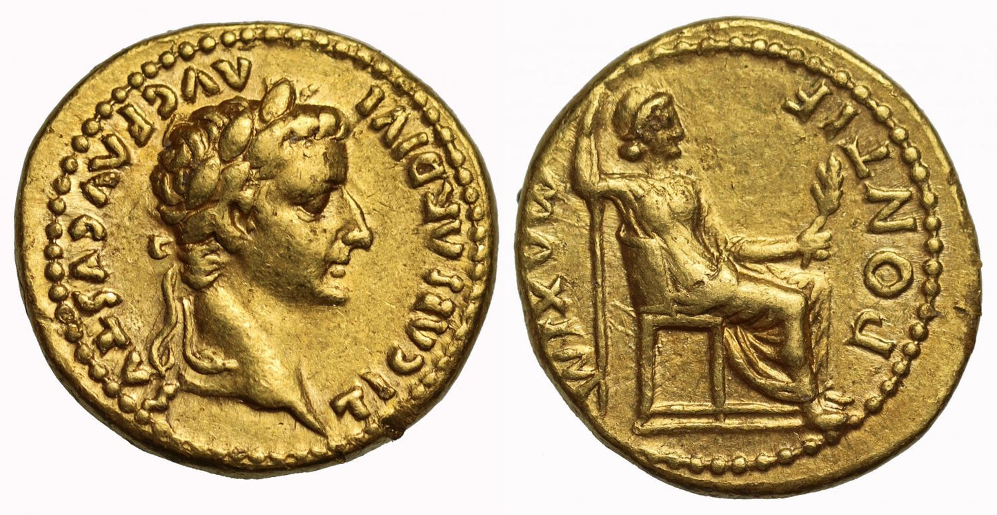 Tiberius, Gold Aureus, Mint of Lugdunum