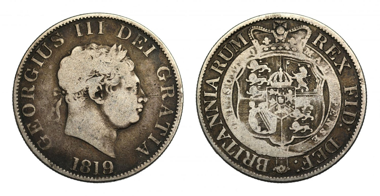 George III 1819 Halfcrown, 9 struck over 8 extremely rare