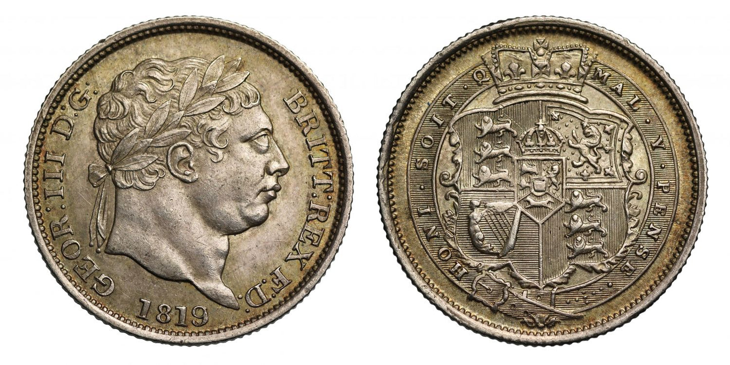 George III 1819 Shilling, penultimate date for reign