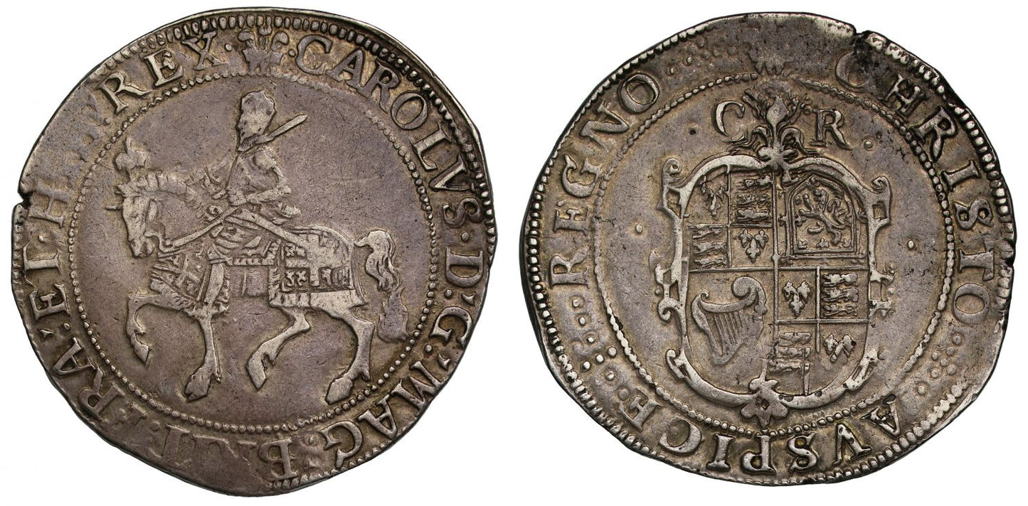 Charles I Halfcrown, Tower, type 2a, mm plumes (1630-31)