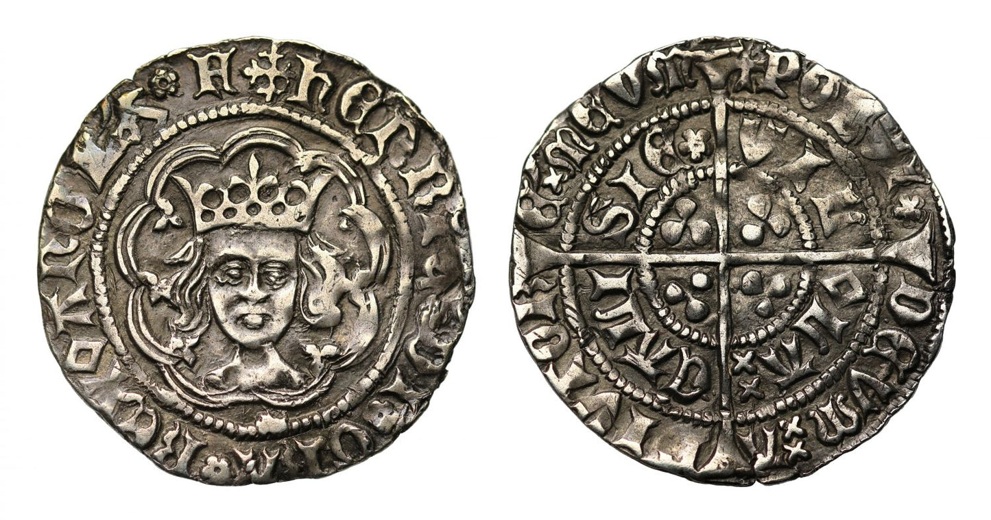 Henry VI Halfgroat, rosette mascle issue, Calais Mint