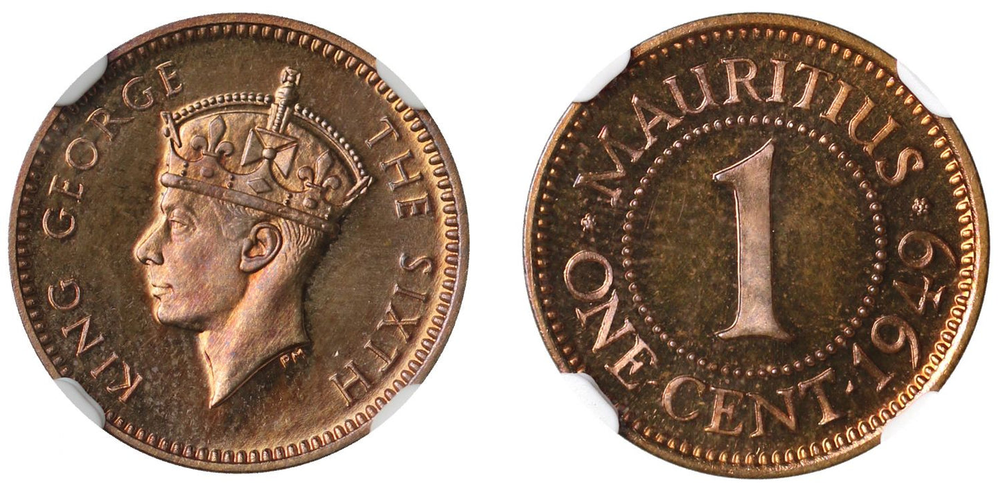 Mauritius, proof Cent, 1949, PF64 RB