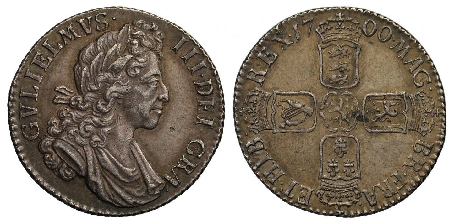 William III 1700 Shilling, taller zeros variety