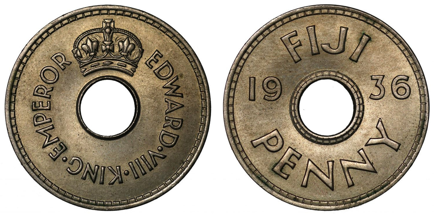 Fiji, Edward VIII, Penny, 1936.