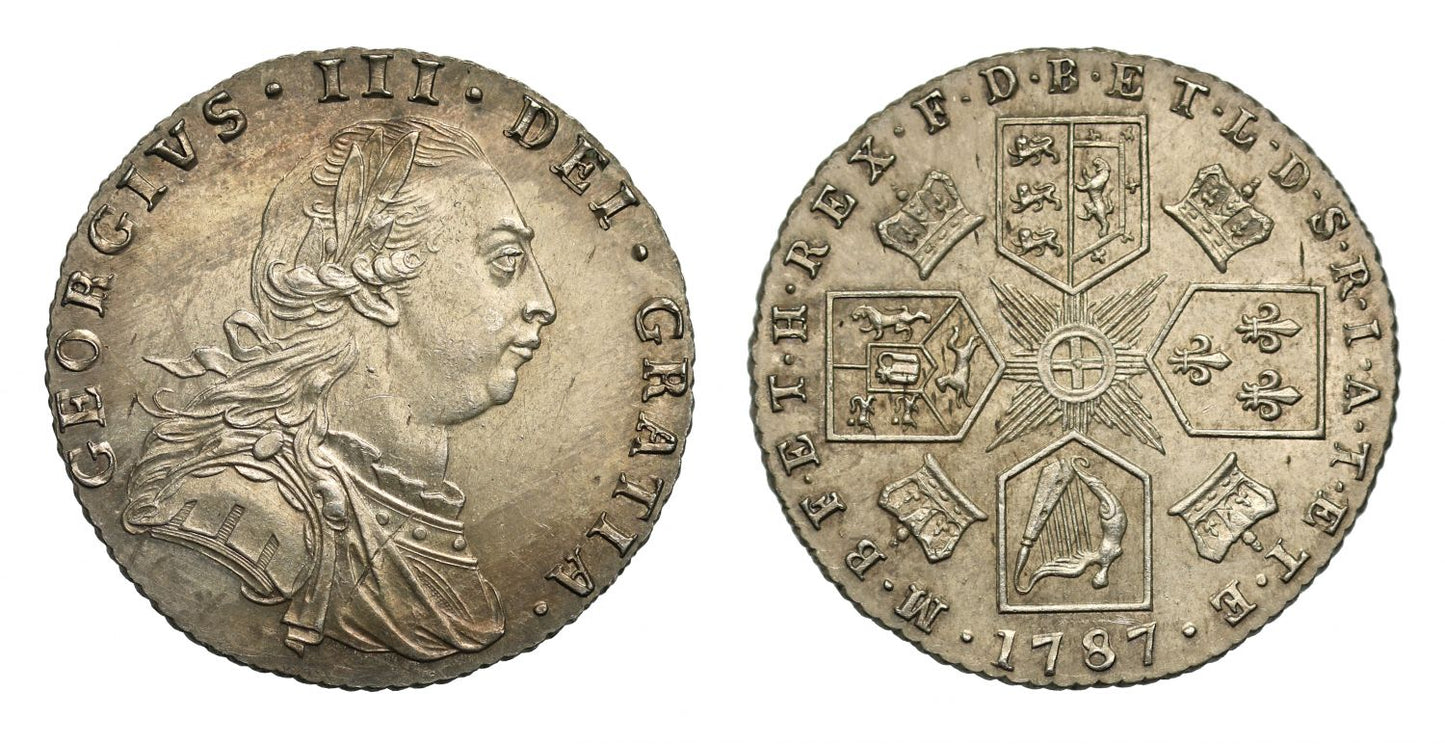 George III 1787 Sixpence, without semée of hearts