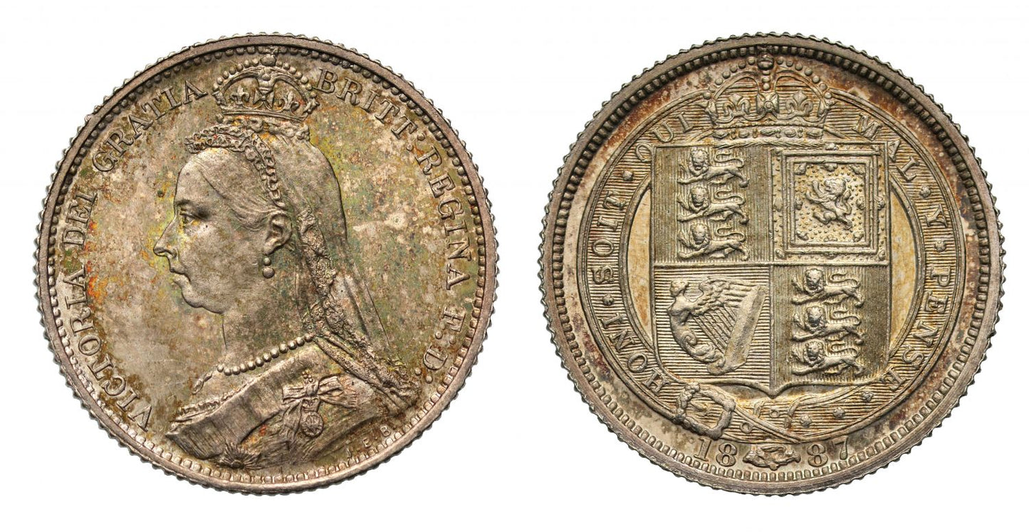 Victoria 1887 Sixpence, Jubilee type, withdrawn reverse