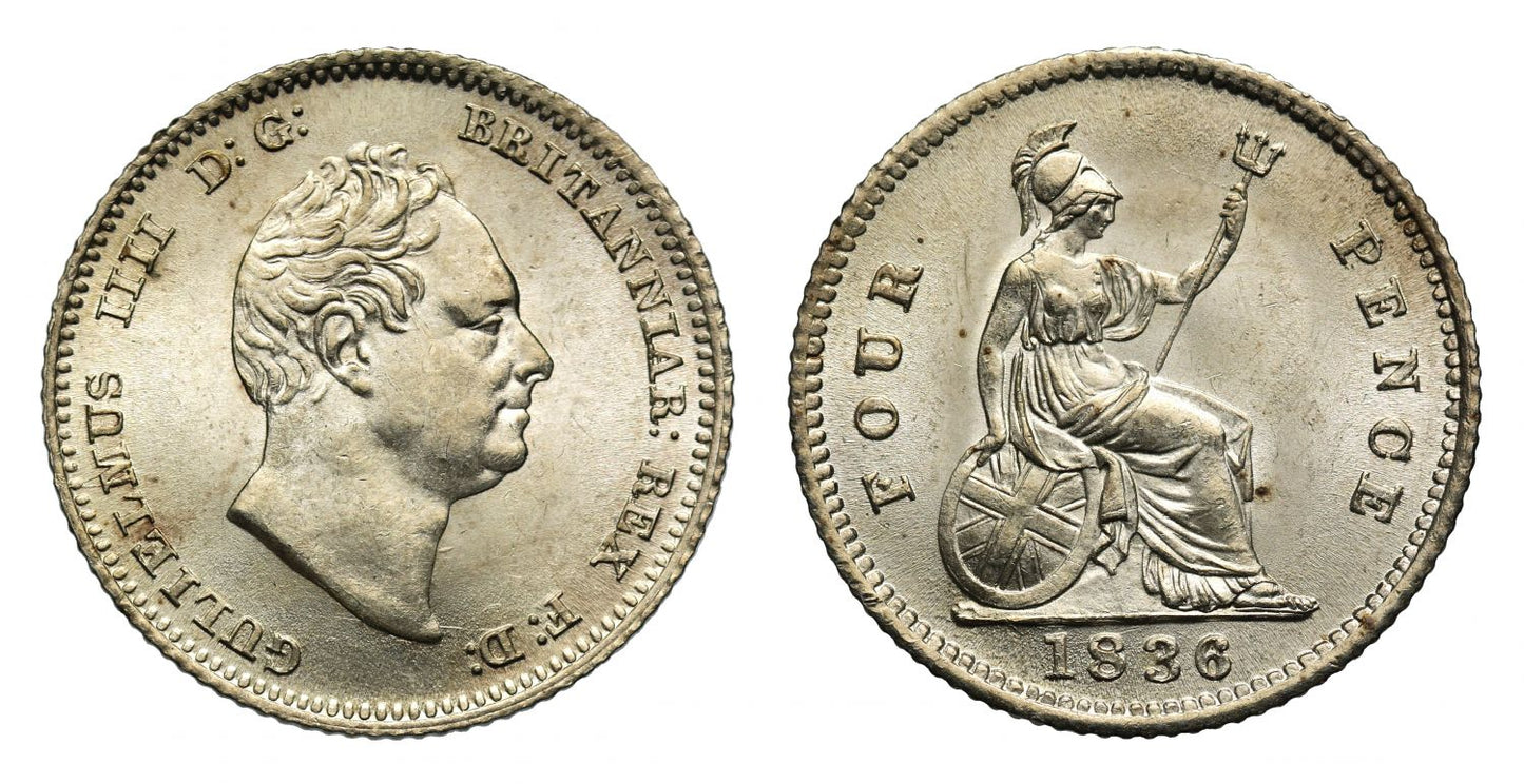 William IV 1836 Groat of Fourpence, penultimate year of reign