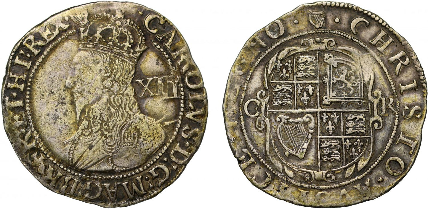 Charles I, silver Shilling, Tower group D, type 3, 4th bust, mint mark harp