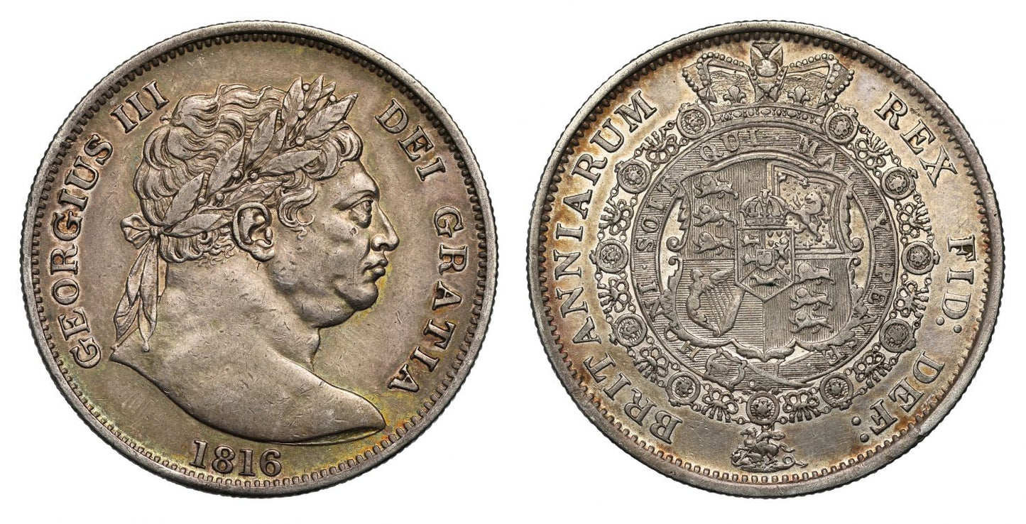 George III 1816 bull head Halfcrown