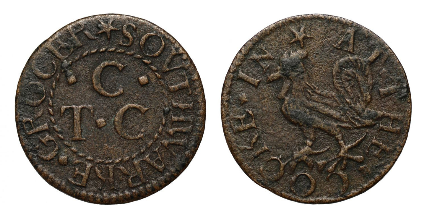 17th Century Southwark Token T. C. C. at the cockerel