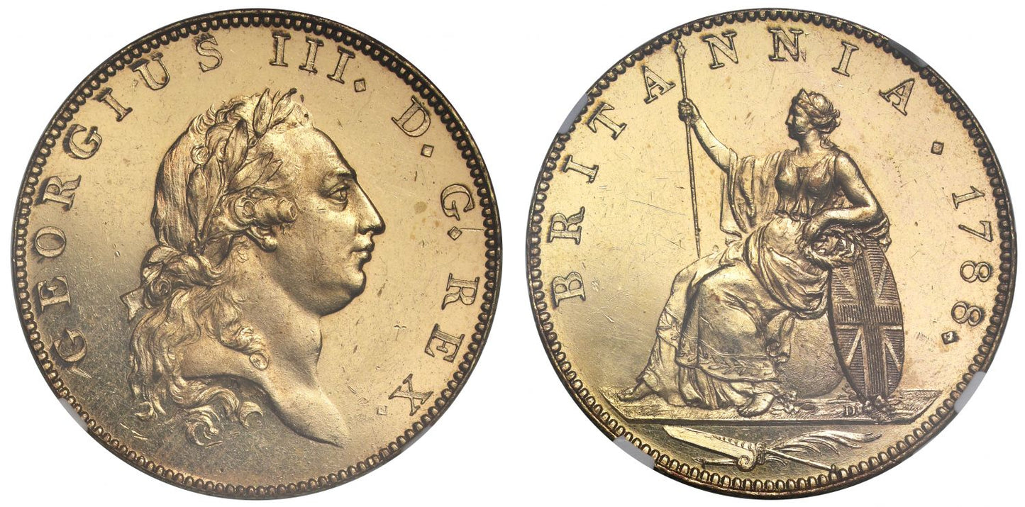 George III 1788 brown gilt pattern Halfpenny PF61