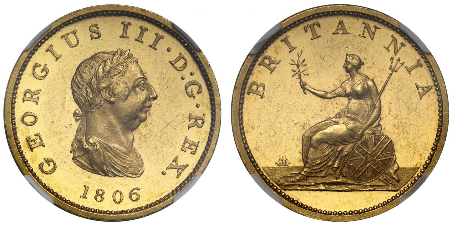 George III 1806 gilt Halfpenny PF62 CAMEO