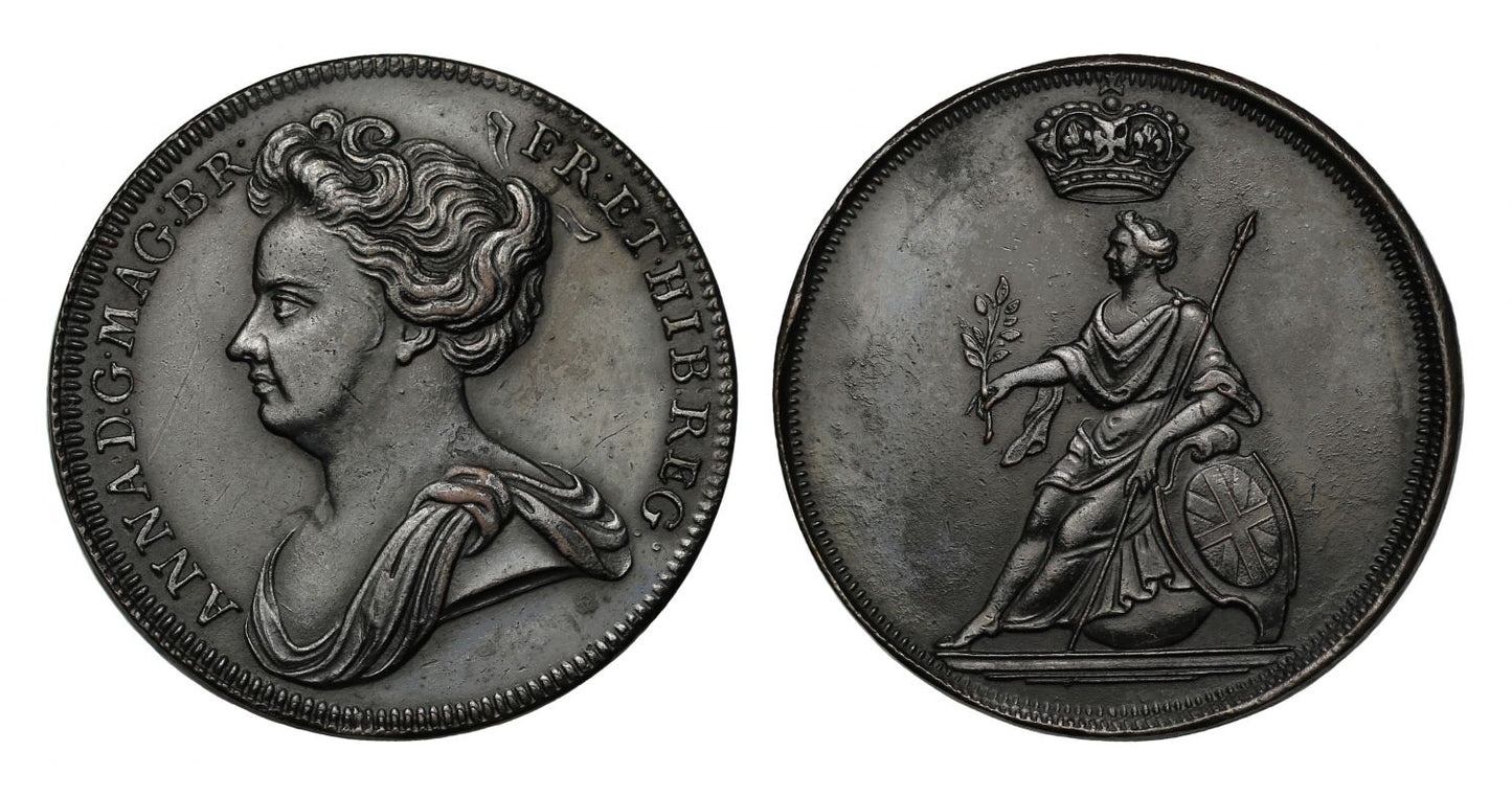 Anne copper pattern Halfpenny undated, dies 2+C*