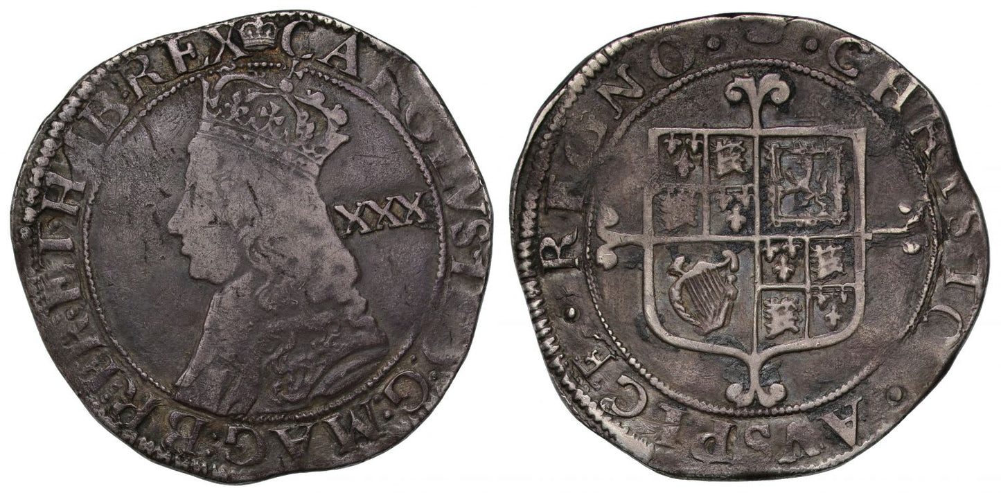 Charles II Halfcrown, third Hammered Issue, no stops at obverse mint mark