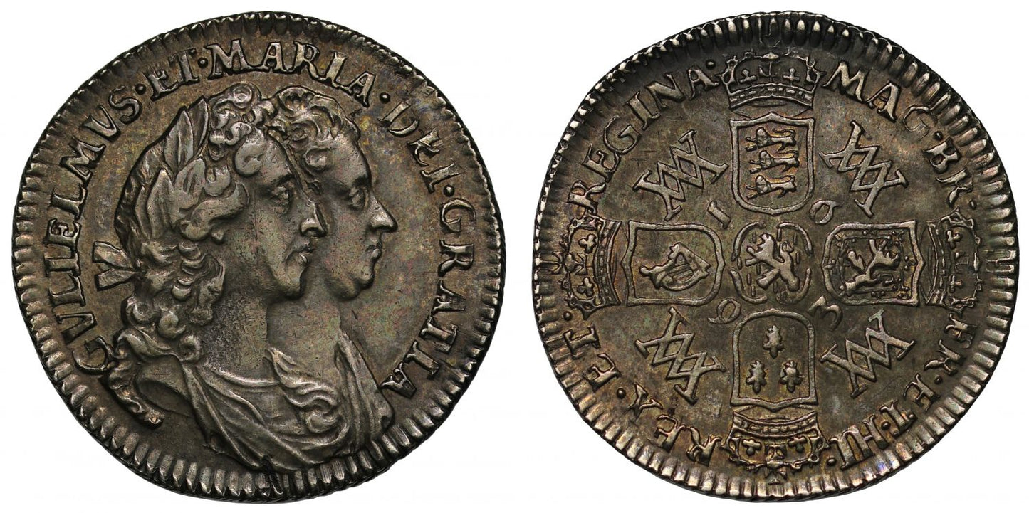 William and Mary 1693 Sixpence
