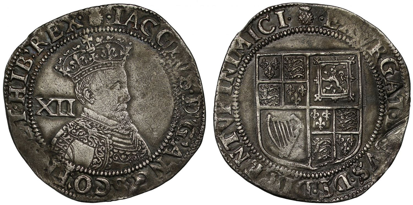 James I Shilling, first coinage, second bust, mm thistle