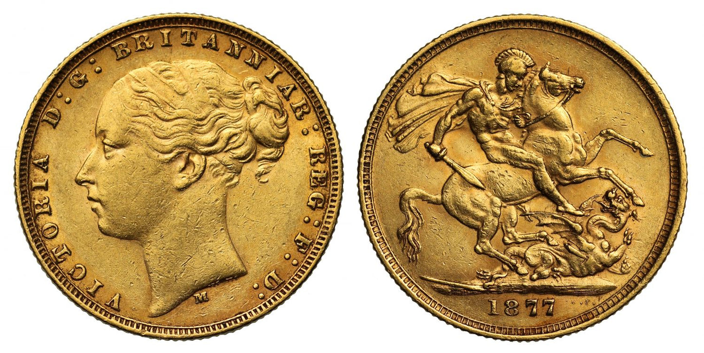 Victoria 1877 M Sovereign, St George reverse