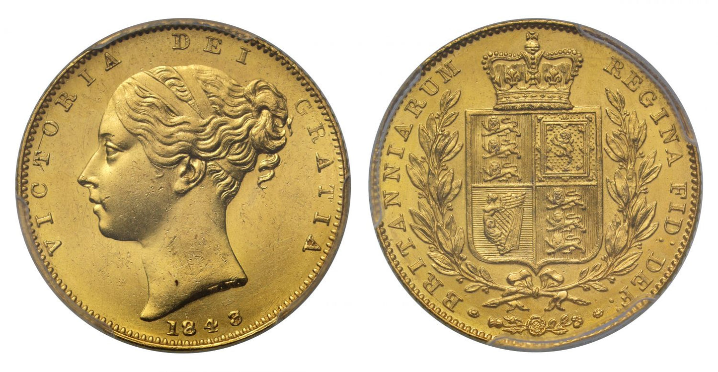 Victoria 1843/8 Sovereign MS63 ex Bentley Collection