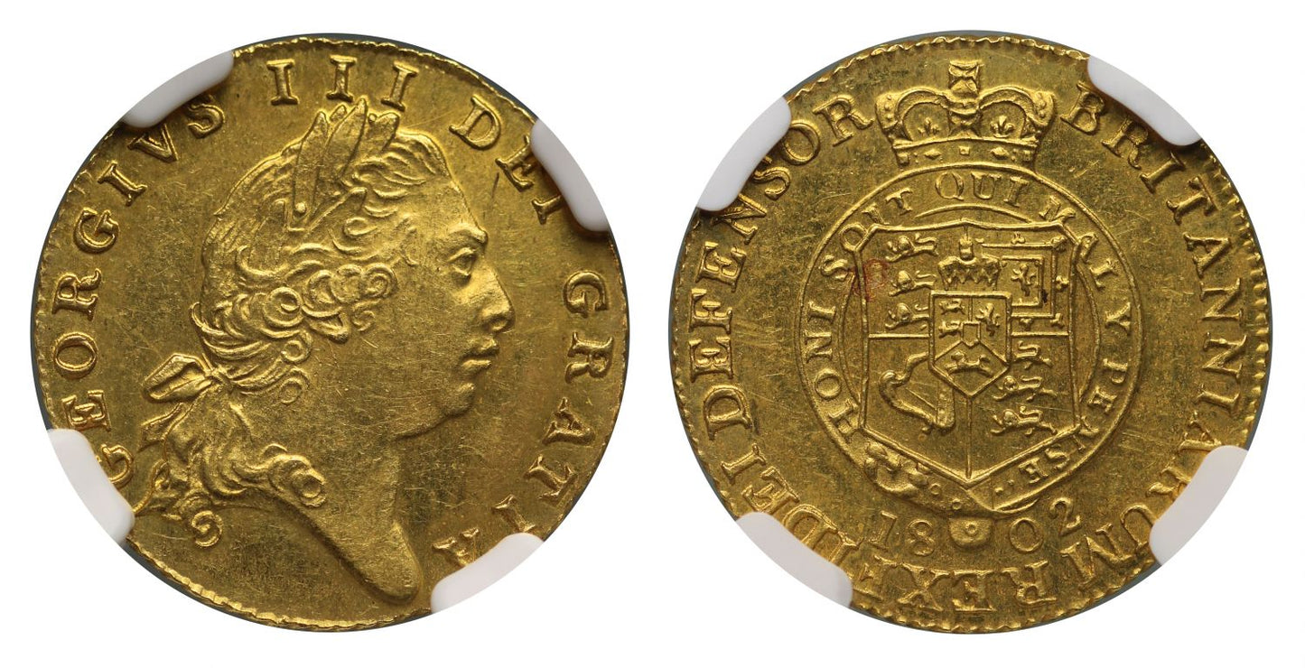 George III Half Guinea 1802 sixth bust, rare date MS63
