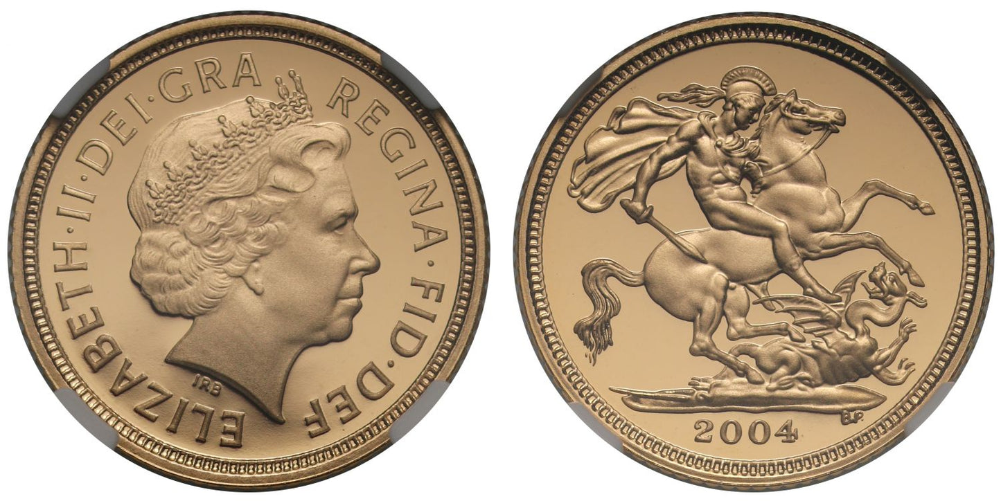 Elizabeth II 2004 proof Half-Sovereign PF70 UCAM