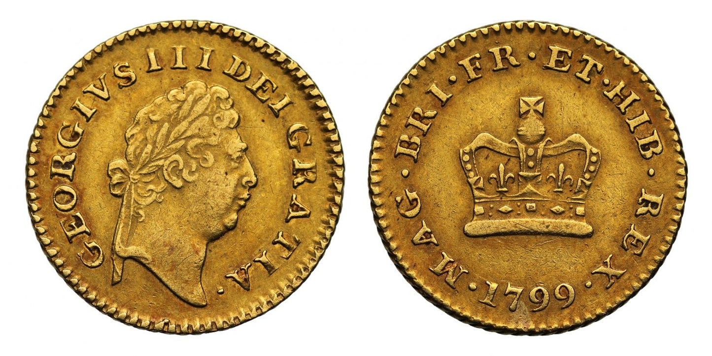 George III 1799 Third-Guinea, one of the rarest dates