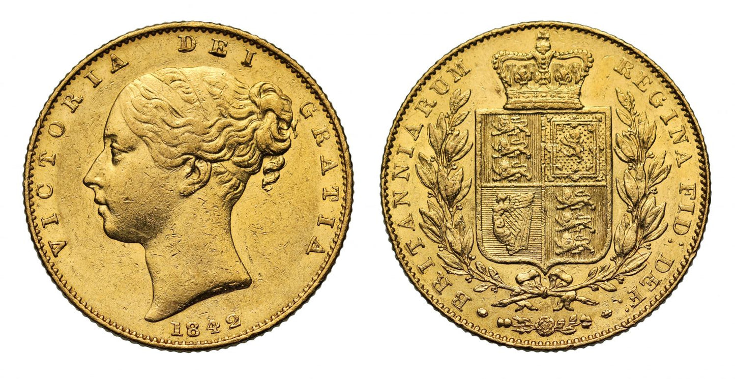 Victoria 1842 Sovereign, closed 2 variety