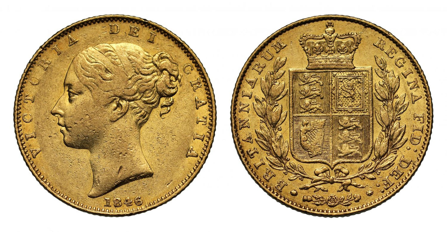 Victoria 1846 Sovereign, first young head