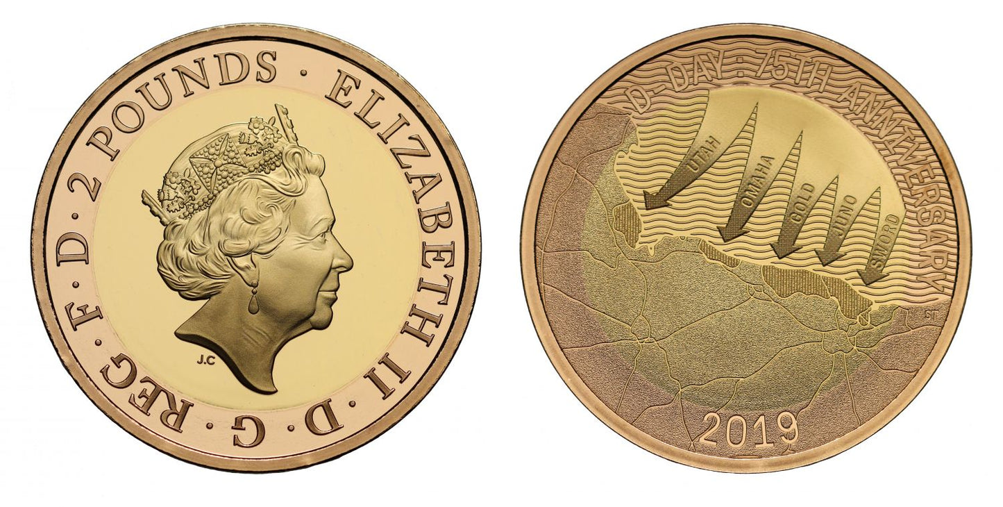 Elizabeth II 2019 proof Two-Pounds D-Day PF70 UCAM