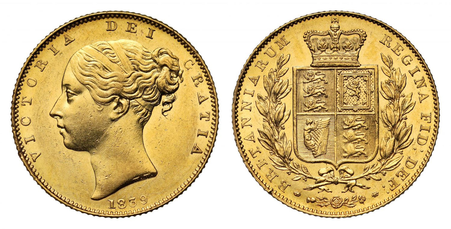 Victoria 1839 Sovereign, very rare date