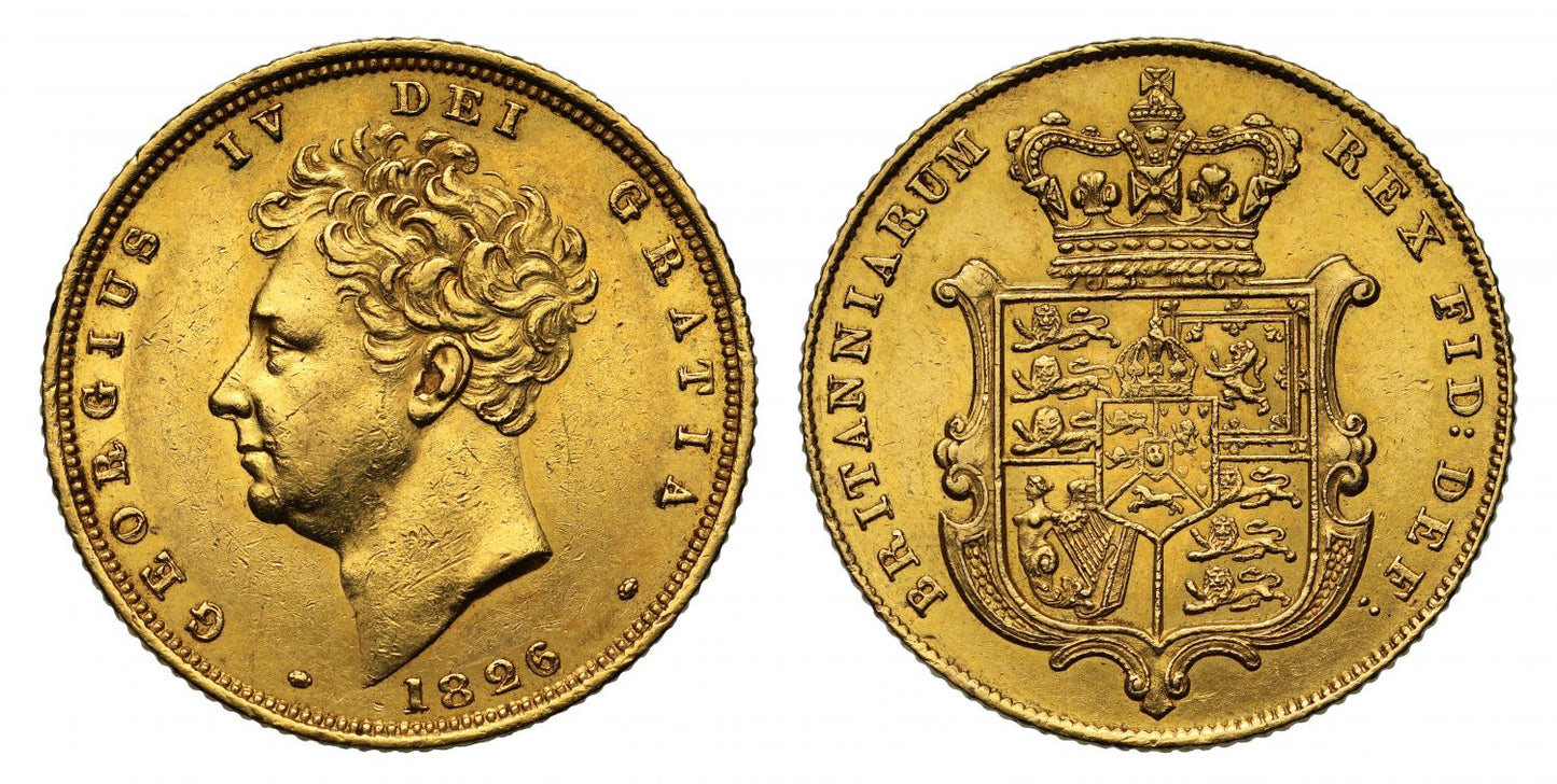 George IV 1826 Sovereign, with 6 of date struck over smaller. Ex Bentley lot 956